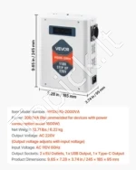 Įtampos keitiklis-transformatorius 2000VA (110V į 220V), su LCD ekranu ir USB jungtimi - Image 7
