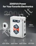 Įtampos keitiklis-transformatorius 2000VA (220V į 110V), su LCD ekranu ir USB jungtimi - Image 2