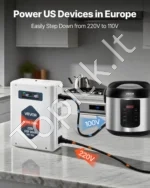 Įtampos keitiklis-transformatorius 2000VA (220V į 110V), su LCD ekranu ir USB jungtimi - Image 3