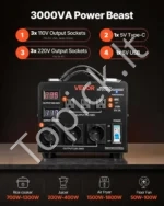Įtampos keitiklis-transformatorius 3000VA (110V į 220V ir 220V į 110V), su LCD ekranu ir apsauginiu jungikliu - Image 4