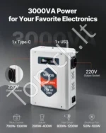 Įtampos keitiklis-transformatorius 3000VA (110V į 220V), su LCD ekranu ir USB jungtimi - Image 2