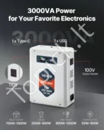 Įtampos keitiklis-transformatorius 3000VA (220V į 110V), su LCD ekranu ir USB jungtimi - Image 2