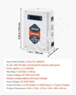 Įtampos keitiklis-transformatorius 3000VA (220V į 110V), su LCD ekranu ir USB jungtimi - Image 7