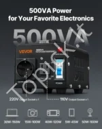 Įtampos keitiklis-transformatorius 500VA (110V į 220V ir 220V į 110V) - Image 4