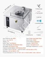 Komercinis kietųjų ledų gaminimo aparatas 500W, 5L/val. su 2.8L nerūdijančio plieno cilindru ir LED ekranu - Image 7