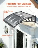Lauko durų ir langų stogelis, 760 x 1000 mm, dūminės pilkos spalvos - Image 2