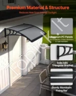 Lauko durų ir langų stogelis, 760 x 1000 mm, dūminės pilkos spalvos - Image 4