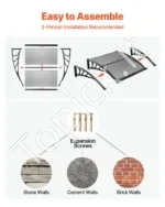 Lauko durų ir langų stogelis, 965 x 1017 mm, dūminės pilkos spalvos - Image 5