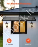 Lauko durų ir langų stogelis, 965 x 1987 mm, dūminės pilkos spalvos - Image 3