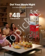 Mobili elektrinė kukurūzų spragėsių gaminimo mašina su vežimėliu 800W, 0,2 kg talpos katilu (raudona) - Image 2