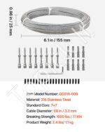 Nerūdijančio plieno trosas, 3,2 mm, 12,2 m ilgio - Image 7