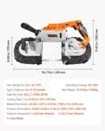 Nešiojamas akumuliatorinis juostinis pjūklas, 20 V, pjovimo gylis 127 x 115 mm - Image 7