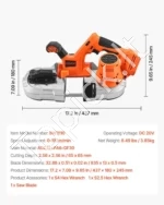 Nešiojamas akumuliatorinis juostinis pjūklas, 20 V, pjovimo gylis 65 x 65 mm - Image 7