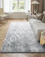 Pliušinis kilimas, 1,83 x 2,74 m, šviesiai pilka (tie-dye) spalva - Image 3
