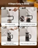 Prancūziškas kavinukas French Press iš borosilikatinio stiklo, 1 l - Image 4