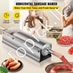 Rankinis horizontalus dešrų kimštuvas (7 L / 12,5 kg), 2 greičių nerūdijančio plieno mėsos kimšimo aparatas su 5 antgaliais komerciniam ir namų naudojimui - Image 2