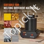 Skaitmeninė elektrinė metalo lydymo krosnis su 1 kg ir 3 kg keraminiu tigliu (1350W, iki 1150°C) - Image 6