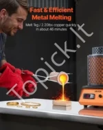 Skaitmeninė elektrinė metalo lydymo krosnis su 3 kg keraminiu tigliu (1350W, iki 1150°C) - Image 2