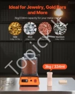 Skaitmeninė elektrinė metalo lydymo krosnis su 3 kg keraminiu tigliu (1350W, iki 1150°C) - Image 3