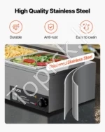 Stalinė elektrinė maisto šildyklė 1500W, nerūdijančio plieno marmitas su stikliniu gaubtu ir 3 talpomis - Image 5