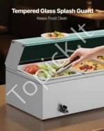 Stalinė elektrinė maisto šildyklė 1500W, nerūdijančio plieno marmitas su stikliniu gaubtu ir 4 talpomis - Image 4