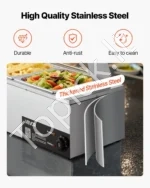 Stalinė elektrinė maisto šildyklė 1500W, nerūdijančio plieno marmitas su stikliniu gaubtu ir 4 talpomis - Image 5