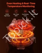 Stalinė elektrinė picų krosnelė 304,8 mm, 1200W picų kepimo aparatas su kordierito akmeniu, 5 režimų temperatūros valdymu ir stebėjimo langeliu (raudona) - Image 3
