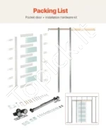 Stumdomos kišeninės durys, 765 x 2035 mm, 5 dalių matinis stiklas - Image 5