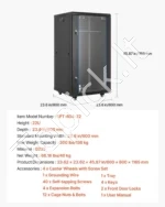 Tinklo ir serverio spinta 22U, 600 mm gylio, montuojama prie sienos, iki 136 kg apkrova, su grūdinto stiklo durimis - Image 7