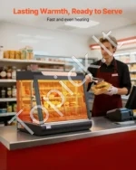 Trijų lentynų komercinė šildoma maisto vitrina 1200W, 100L talpos su LED apšvietimu ir 30–85°C gariniu šildymu - Image 2