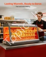 Trijų lentynų komercinė šildoma maisto vitrina 1600W, 180L talpos su LED apšvietimu ir 30–85°C gariniu šildymu - Image 2