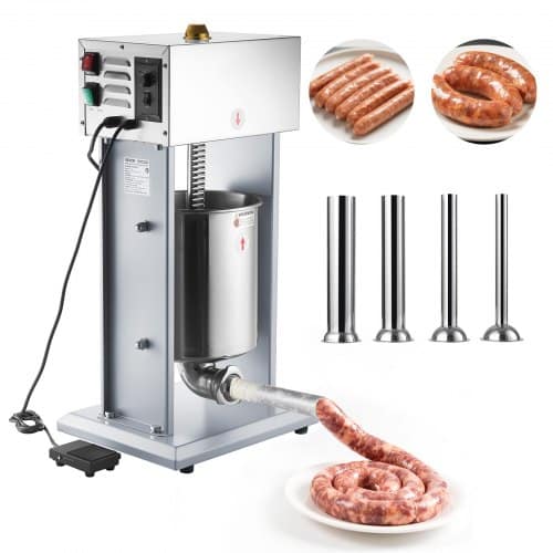 de2FDDKGCJ10LLSTSI76E001V22Fgoods_img-v12Fsausage-stuffer-m100-1.2.jpg Elektrinė vertikali dešrų kimšimo mašina (10 l / 10 kg) iš nerūdijančio plieno su kojiniu pedalu ir 4 antgaliais - Image 1