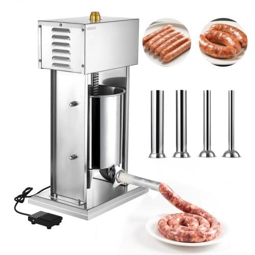 de2FDDKGCJLS10L0V2TYT001V22Fgoods_img-v22Fsausage-stuffer-m100-1.2.jpg Elektrinė vertikali dešrų kimšimo mašina (10 l / 10 kg, ) iš nerūdijančio plieno su kojiniu pedalu ir 4 antgaliais - Image 1