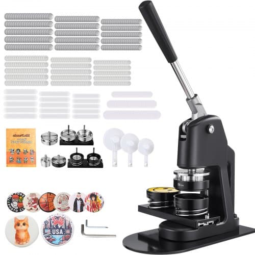 de2FDGNBJSKXZJ58IRHVT001V02Fgoods_img-v22Fbutton-maker-machine-m100-1.2.jpg Ženkliukų Gamybos Aparatas, 32 mm, 58 mm ir 75 mm, 3 in 1 modelis su 300 vnt. Ženkliukų Ruošinių - Image 1