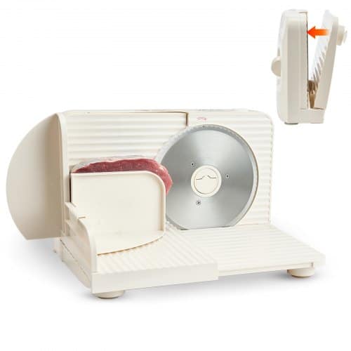 de2FDRQPJJYKBZD6TSY6A001V22Fgoods_img-v12Fmeat-slicer-m100-1.2.jpg Elektrinė mėsos ir maisto pjaustyklė 180W su 170 mm ašmenimis, 0–15 mm reguliuojamu storiu (sulankstoma) - Image 1