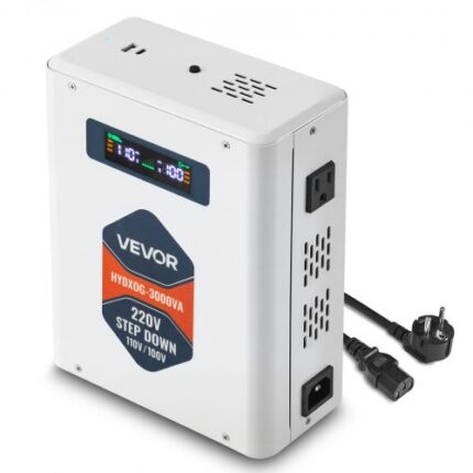 Įtampos keitiklis-transformatorius 3000VA (220V į 110V), su LCD ekranu ir USB jungtimi