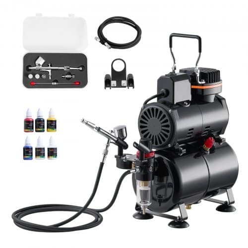 de2FJCBTZW1OGYQGR6H0J001V22Fgoods_img-v22Fairbrush-kit-m100-1.2.jpg Aeroformato Rinkinys su 1/6 HP Oro Kompresoriumi, 3 l Resiveriu ir 3 Antgaliais - Image 1