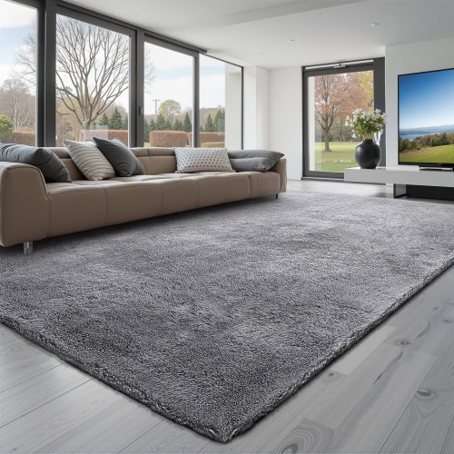 de2FJXDDTSM8X10FS61MV001V02Fgoods_img-v22Findoor-plush-area-rug-m100-1.2.jpg Pliušinis kilimas (kiliminė danga), 2,44 x 3,05 m, dūmų pilka spalva - Image 1