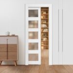 Stumdomos kišeninės durys, 765 x 2035 mm, 5 dalių matinis stiklas