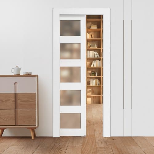 de2FKDMDMW30H80IV3MXL001V02Fgoods_img-v22Fsliding-pocket-door-m100-1.2.jpg Stumdomos kišeninės durys, 765 x 2035 mm, 5 dalių matinis stiklas - Image 1