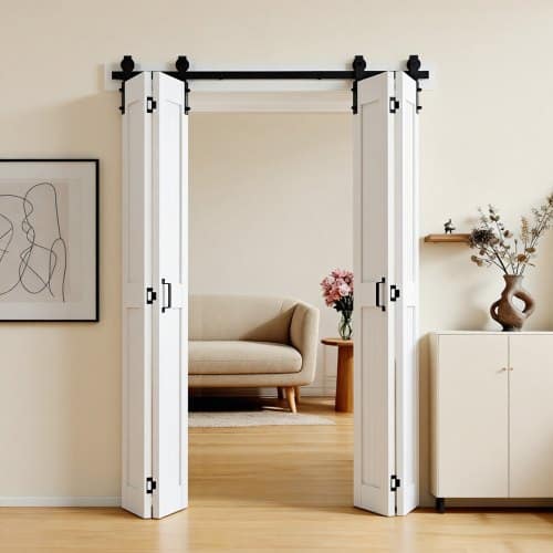 de2FMZBXHX4884INENMFD001V02Fgoods_img-v12Fbifold-barn-door-m100-1.2.jpg Sulankstomos Barn stiliaus durys, 1219 x 2134 mm, baltos - Image 1