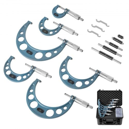 de2FQFCTZWJQFC06FROYO001V02Fgoods_img-v12Fmicrometer-set-m100-1.2.jpg 6 dalių išorės matavimo mikrometrų rinkinys, 0–150 mm (0–6 col.) - Image 1