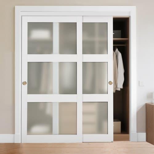 de2FYJMSMW72H80IX78ZD001V02Fgoods_img-v22Fsliding-closet-door-m100-1.2.jpg Stumdomos dvivėrės spintos durys, 1829 mm plotis (2 x 940 mm x 2032 mm), 3 dalių matinis stiklas - Image 1