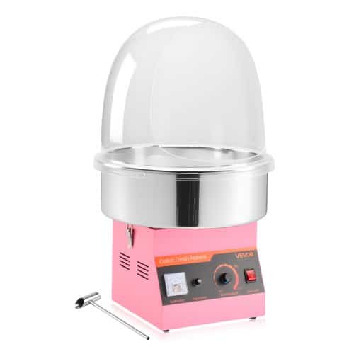 de2FZHSKU000000000005312Fgoods_img-v12Fcotton-candy-machine-cover-m100-1.2.jpg Komercinis cukraus vatos gaminimo aparatas su apsauginiu gaubtu 1000W, rožinis - Image 1