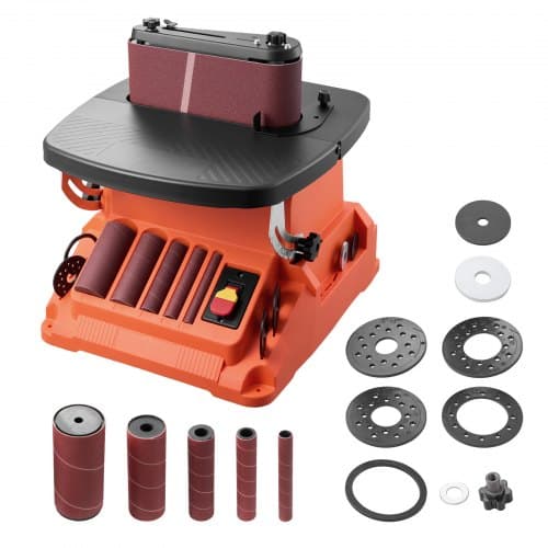 de2FZZSGJTSZZSD2OC7KR001V22Fgoods_img-v12Fspindle-sander-m100-1.2.jpg Osciliuojantis diržinis ir špindelinis šlifuoklis, 410 x 430 mm darbinis stalas - Image 1
