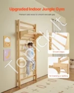 10 lygių medinė švediška sienelė – vidinė laipiojimo kopėčių sporto salė vaikams ir suaugusiems 2200 x 800 x 520 mm - Image 2