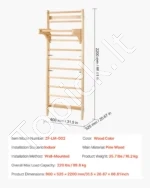 10 lygių medinė švediška sienelė – vidinė laipiojimo kopėčių sporto salė vaikams ir suaugusiems 2200 x 800 x 520 mm - Image 7