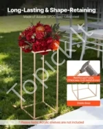 10 vienetų stačiakampių kubinių gėlių stovų rinkinys vestuvėms ir šventėms, 60 cm aukščio, auksinės spalvos - Image 3
