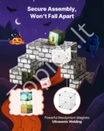 100 dalių magnetiniai kaladėlių rinkinys su kapinių zombių tema (STEM ugdomieji montessori žaislai) - Image 3