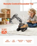 11 kanalų 1:20 mastelio nuotoliniu būdu valdomas ekskavatorius žaislas - Image 2